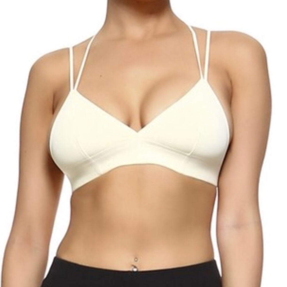 UNWORN Ivory Deep V neck seamless silky bra